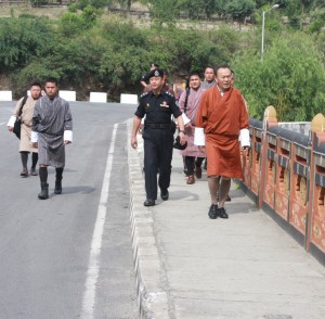 Former Prime Minister Jigmi Thinley used to walk to his office on pedestrian day.